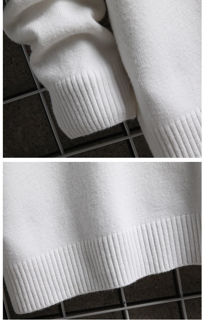 Men Pullovers Knitted Sweaters Turtleneck Solid Tops .