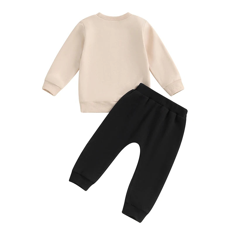 Little Boy Birthday Outfit, Excavator Print Long Sleeve Sweatshirt Pants .