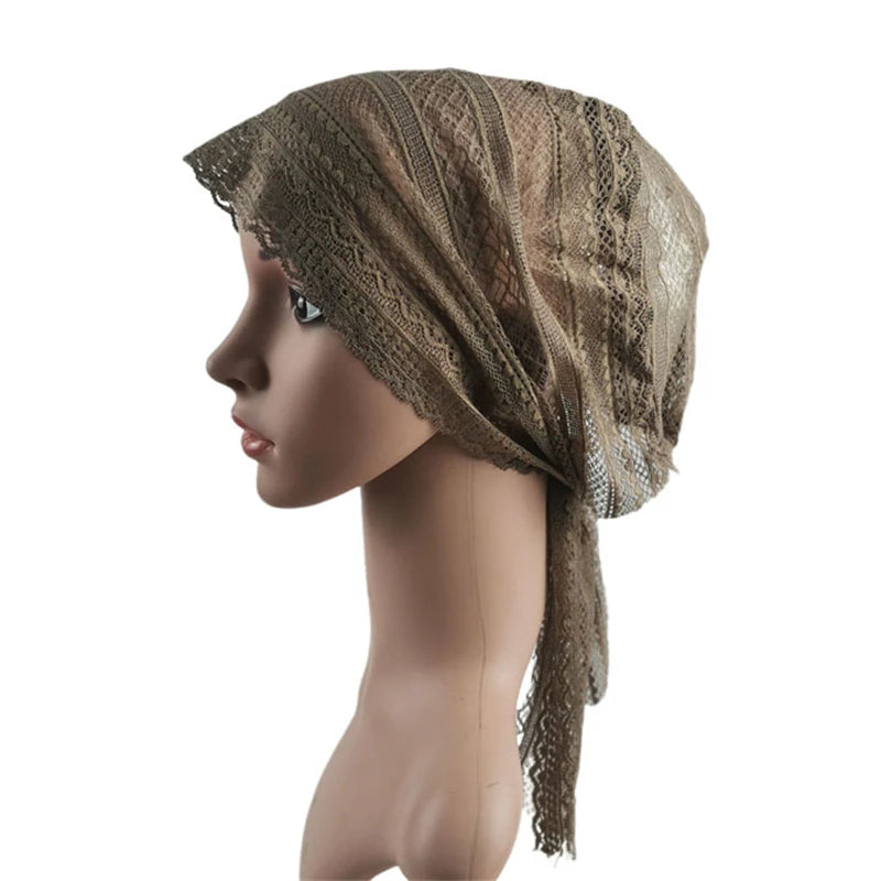 Muslim Women Head Scarf Lace Flower Underscarf Elastic Hijab  Cover Headwrap Chemo Cap Islam Headband Bonnet Turbante Mujer