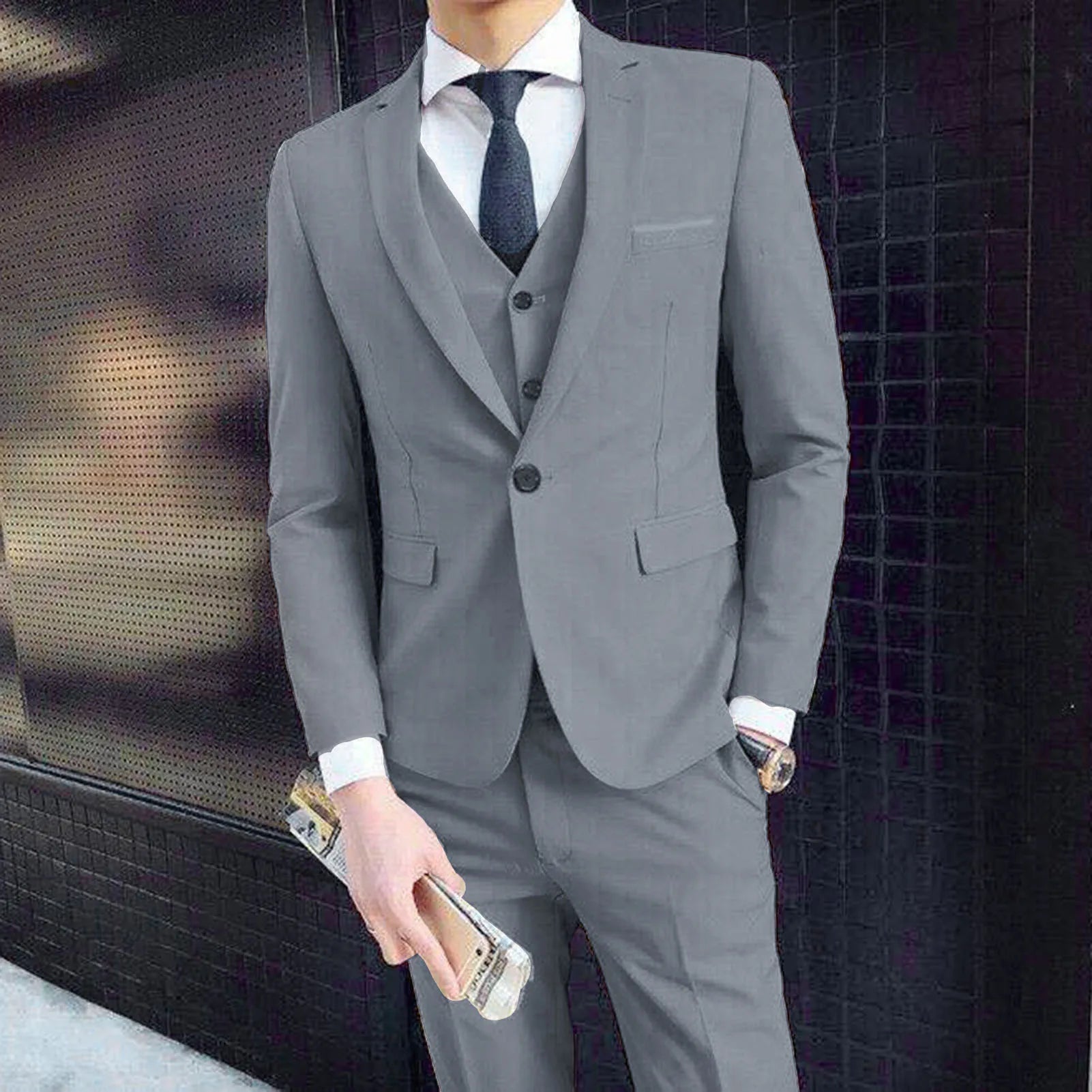 Men Three-piece Suit Men's Formal Business Style Slim Fit Wedding Suit Set .