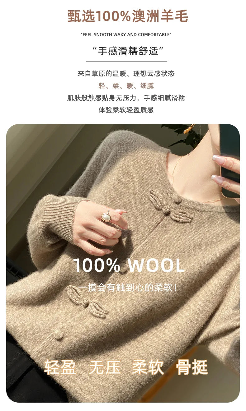 Women New Fashion Autumn Winter 100% Merino Wool Sweater .