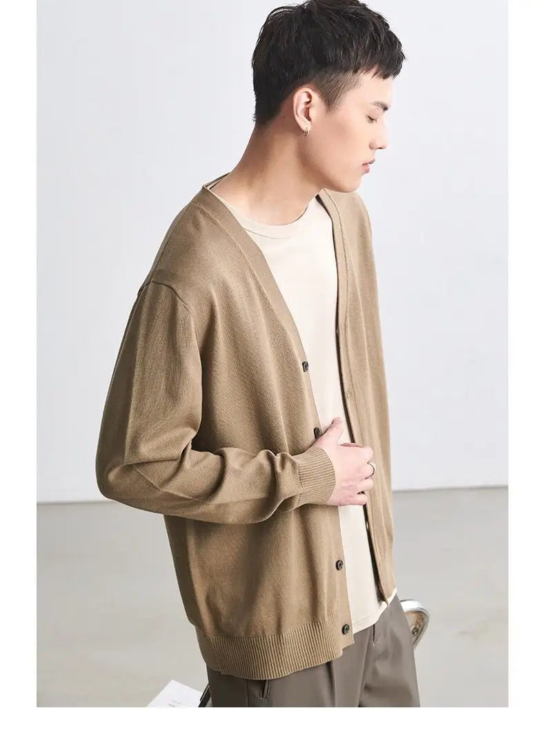 Men's Clothing Autumn Winter Long Sleeve Tops T-Shirts V-neck.