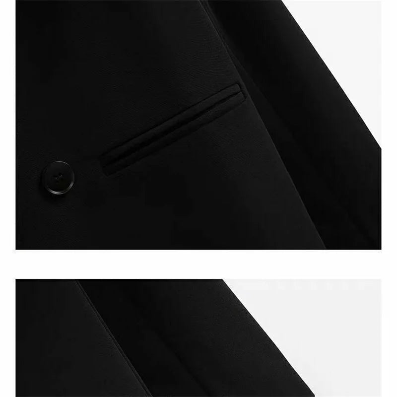 Spring Autumn Women British Style Leisure Solid Color Black Blazer.