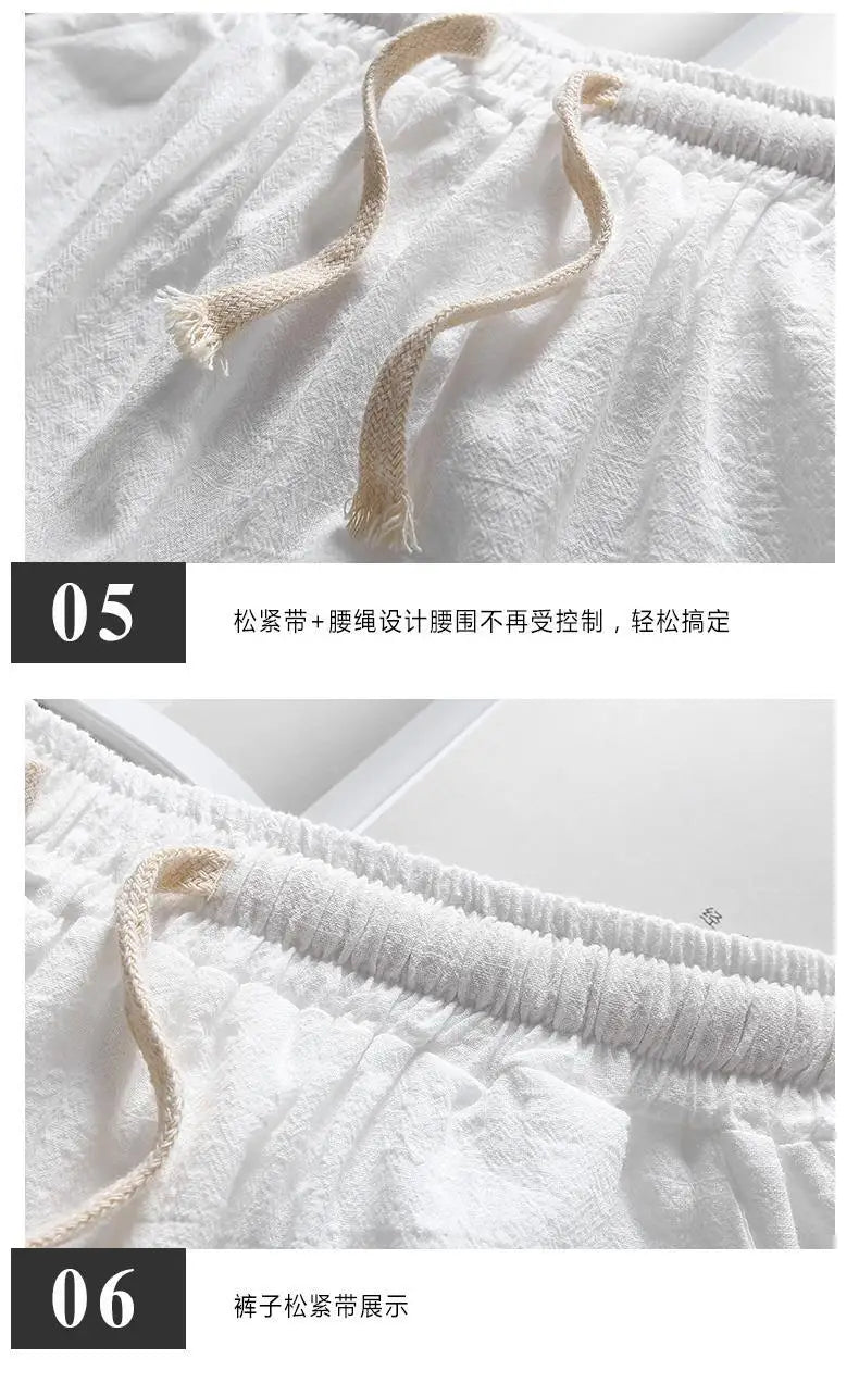 Two Piece Set Men Summer Vintage Simple Casual V Neck Short Sleeve Cotton Linen T Shirt Vacation Solid Loose Beach Shorts Ropa