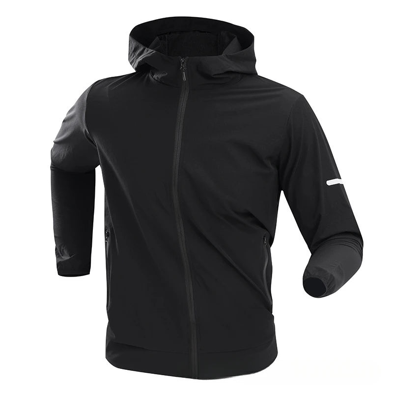 Autumn/Winter Men's Outdoor Running Fitness Morning Jogging Sports Quick-Dry Windproof Cycling Training Jacket and Tracksuit