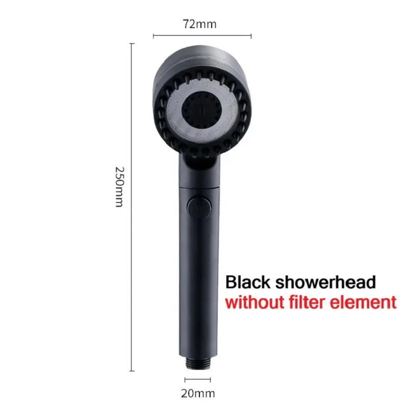 High Pressurized Filter Shower Head 3-mode Adjustable Spray with  Bathroom Accessories.