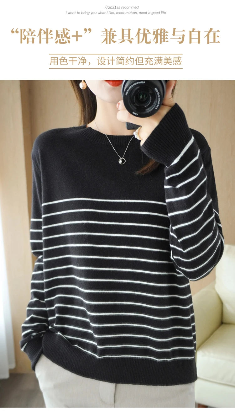 100% Cotton Knitted Sweater Women's Sweater .