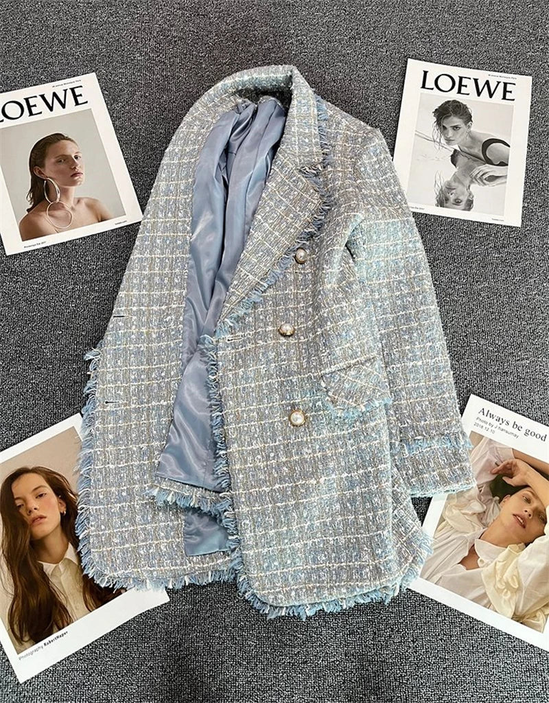 Women's Jacket New Spring Autumn Double Breasted Leisure Women's Suit Coat.