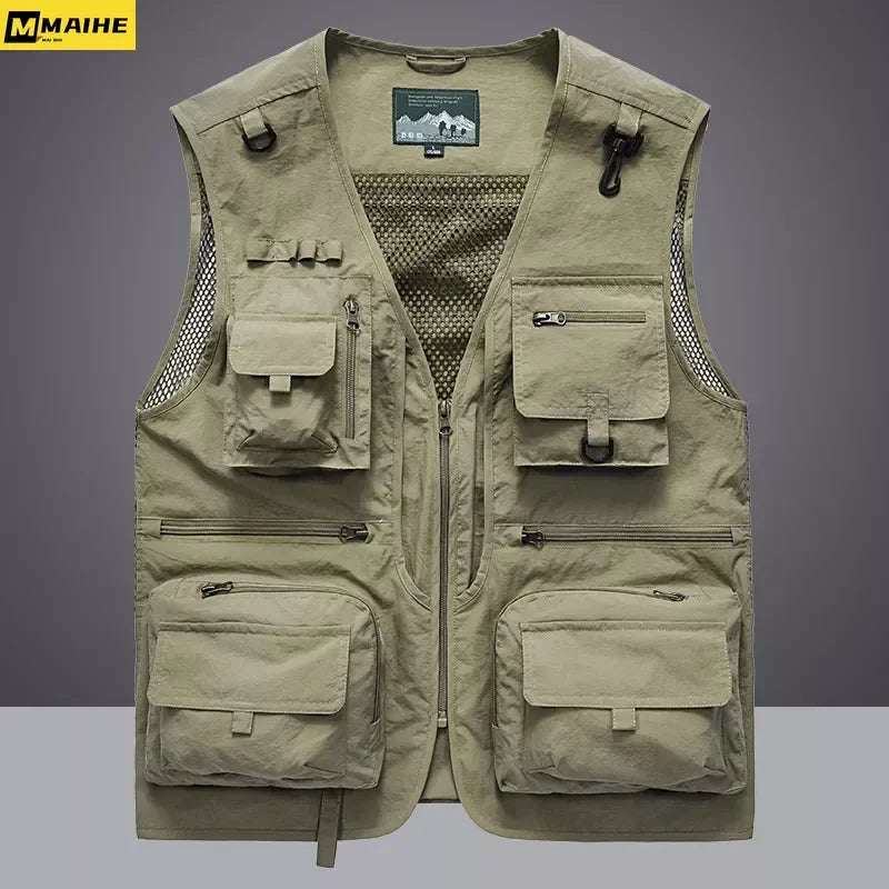 14 Pockets Summer New Men US Tactical Hiking Fishing Vest Mens.