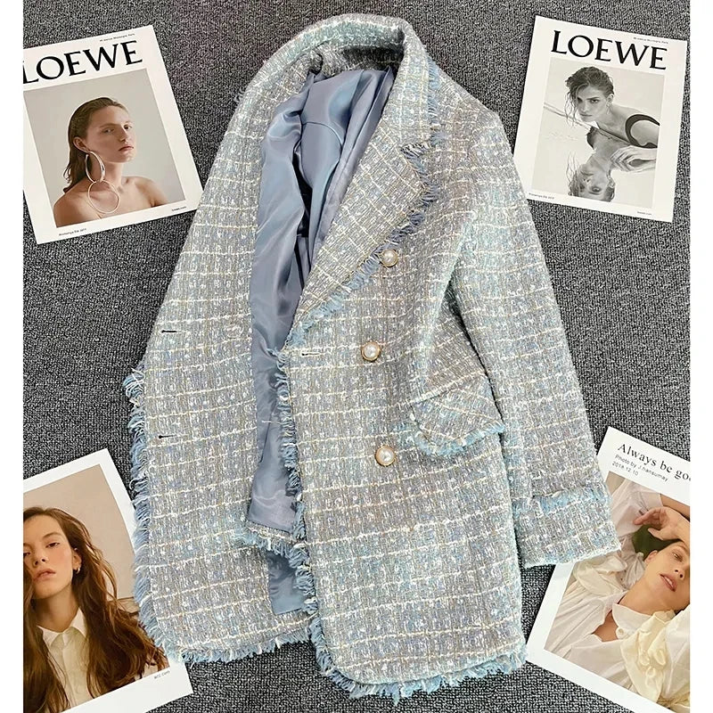 Women's Jacket New Spring Autumn Double Breasted Leisure Women's Suit Coat.