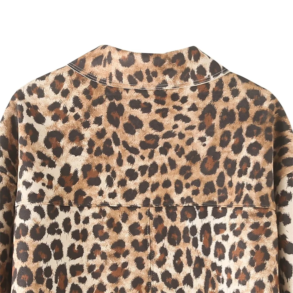 women's clothing fashion temperament leopard print  jacket.