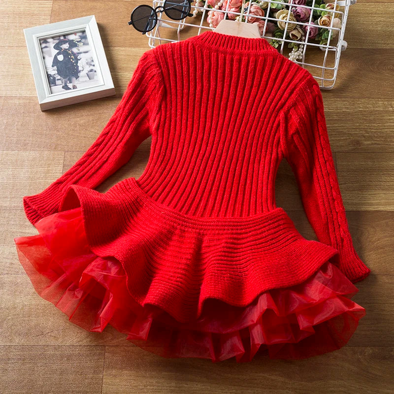 Knitted Sweater Girl's Dress for 3 to 8 Years Full Sleeve .