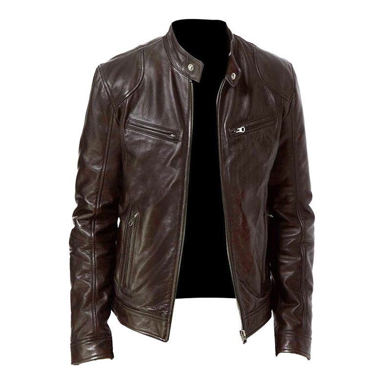 Mens Leather Jacket Autumn Winter Business Gentleman.