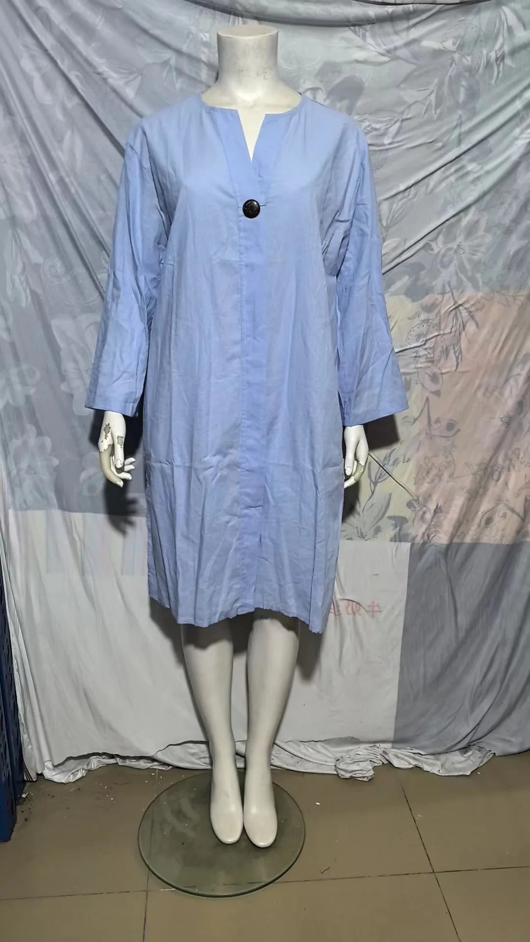 Loose V-neck Two Side Slit Pullover Dress Women's  Fahion./MH
