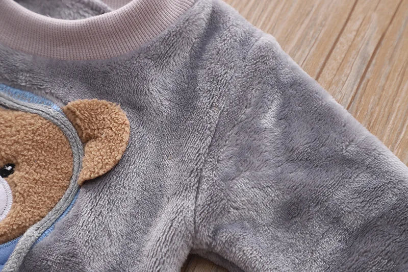 winter Baby Boy Girl Thicken Pajamas Set Flannel Fleece Toddler Child.