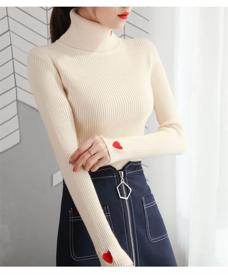 Fashion Turtleneck Pullover Sweater Elegant Long Sleeve .