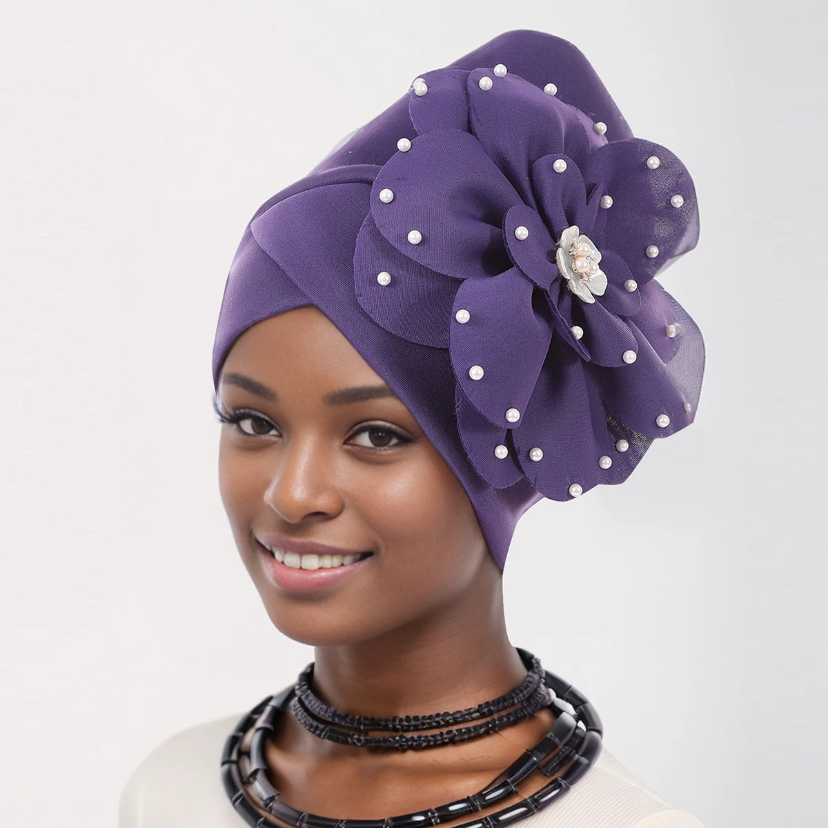 Elegant African Lady Head Wraps Nigeria Party Headwear .