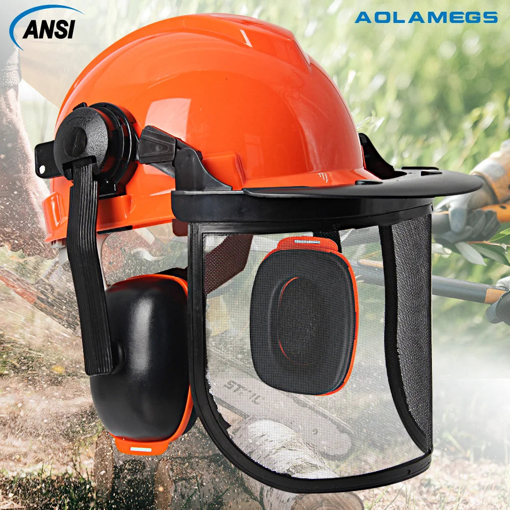 Forestry Safety Helmet Set Multifunction Protective Hard Hat Full Face.