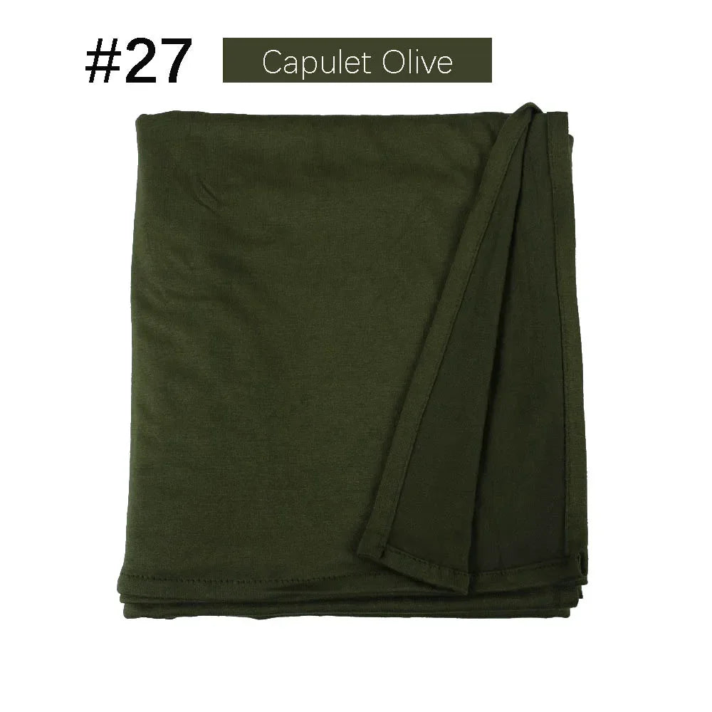 Muslim Women Stretchy Jersey Hijab Plain Cotton Jersey Hijabs  Islamic Soft Turban Head Wraps Headscarf 170X60cm