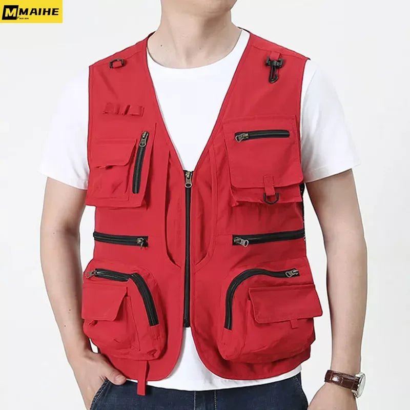 14 Pockets Summer New Men US Tactical Hiking Fishing Vest Mens.