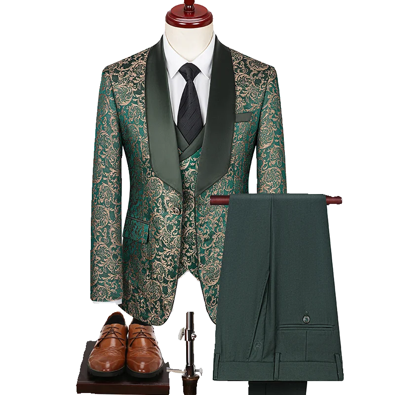 Spring  Men's British Style Business Casual Three-Piece Suit .
