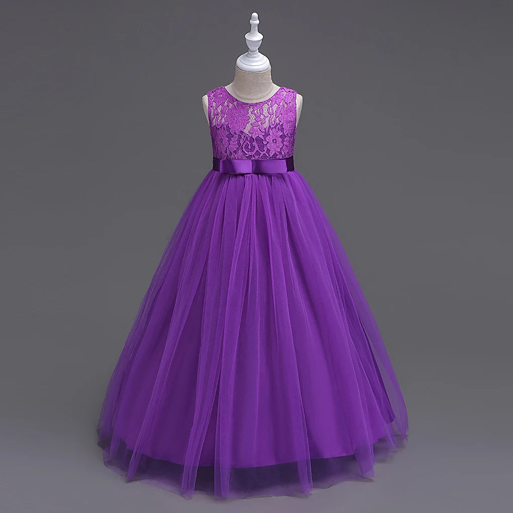 Western girls dress Princess dress Children's dress long lace .