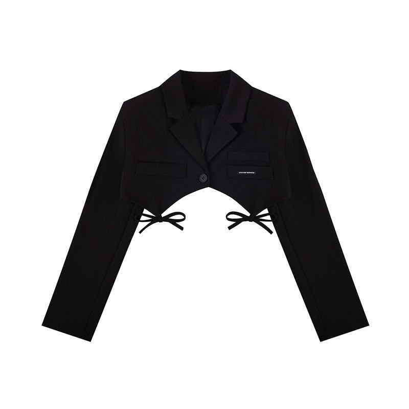 Cropped Bows Blazers for Women Y2k Clothes Harajuku Sexy High Street Coats
