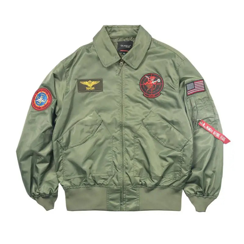 TOP GUN CWU-36P Spring Patched Military Style Bomber Pilot Flight Thin Coat.