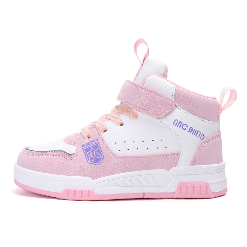 Kids Board Casual Shoes High Top Boys Girls Sneakers Leather Waterproof .