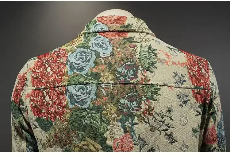spring new arrival coat male high quality casual flower pattern jacket .
