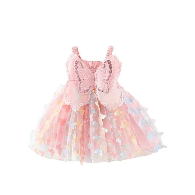 Pudcoco Princess Baby Girl Tutu Dress Sleevless Butterfly Tulle Lace Photography Dresses Summer Outfits