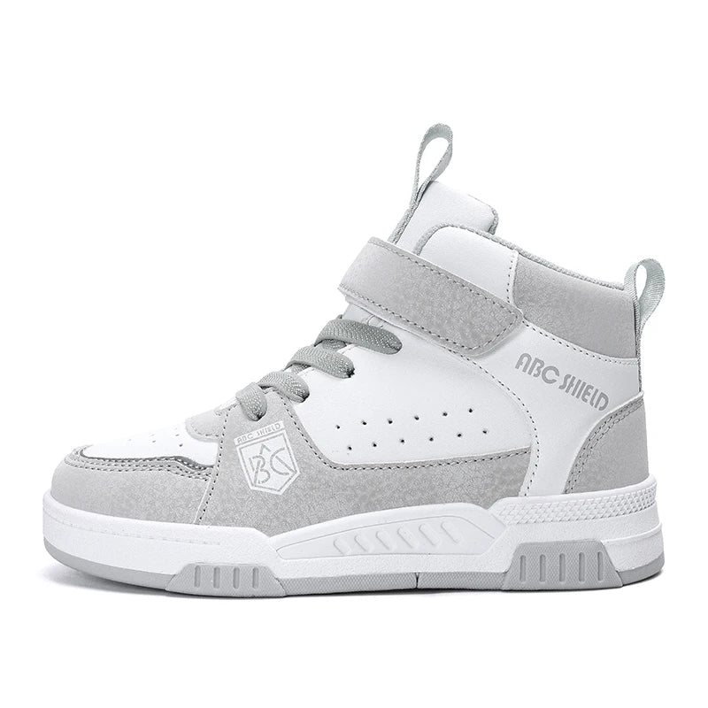Kids Board Casual Shoes High Top Boys Girls Sneakers Leather Waterproof .