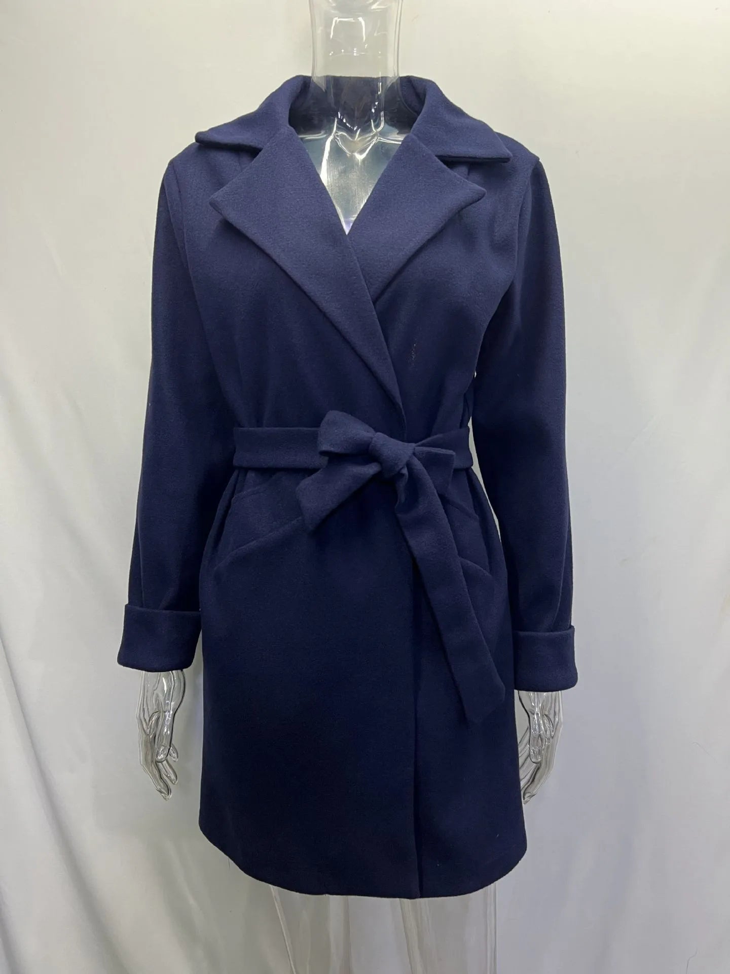 Women Hot Pink Trench Coat Casual Mid Long Overcoat.