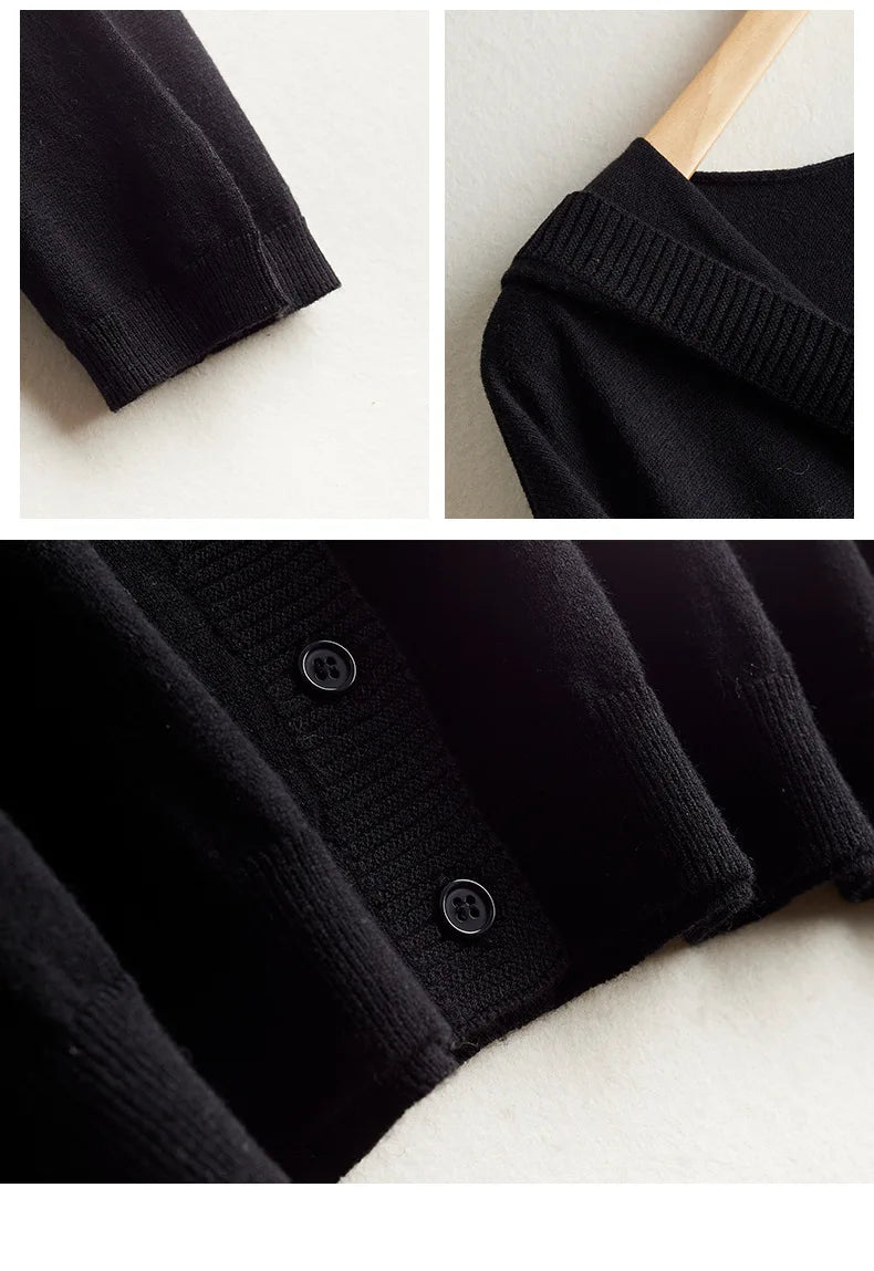 Birdtree 63.9% Silk Cashmere Blended Cardigan Hooded Loose Long Sleeve Knitted Coat Solid Casual Women's Top Autumn New T38533QM