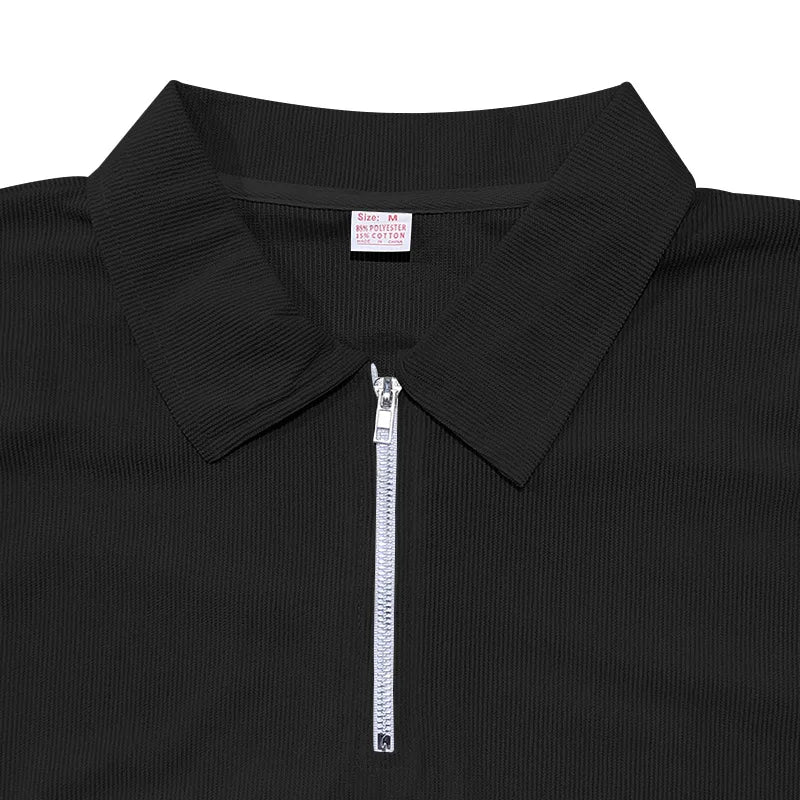 Casual Mens Corduroy Suits Short Sleeve Zipper Polo Shirts And Pants Mens Two Piece Sets Streetwear 2024 Summer Fashion Outfits