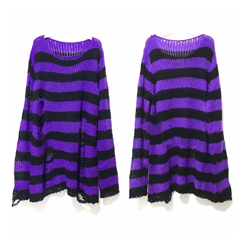 ZMZBCH Sexy Hollow Out Striped Long Sweaters .