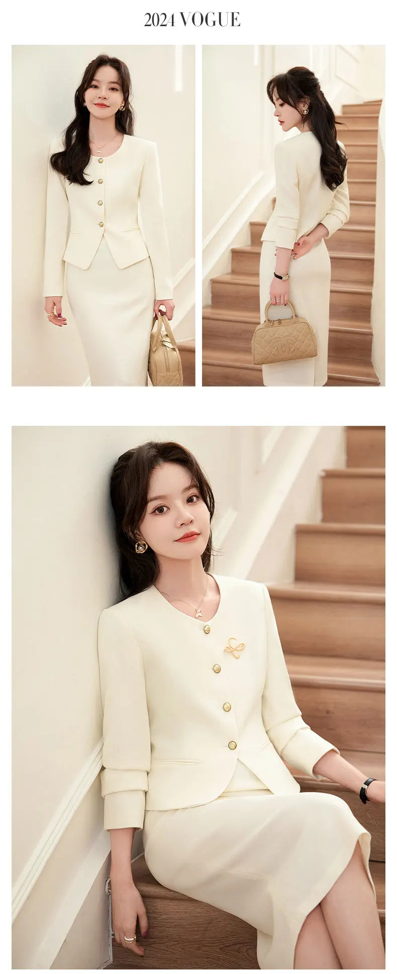 NAVIU Fashion French Vintage Tweed Two Piece Sets Women.