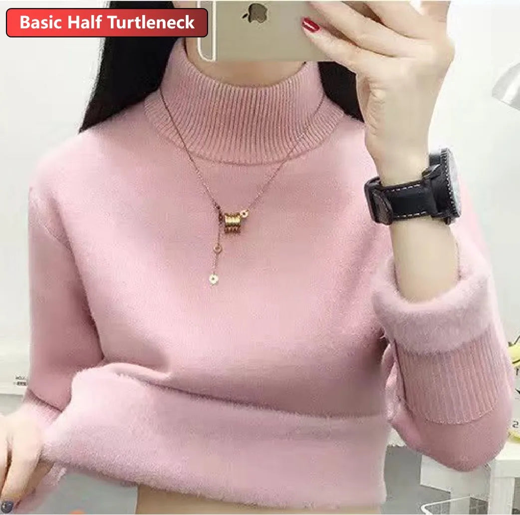 Turtleneck Winter Sweater Women Elegant Thicken Velvet.