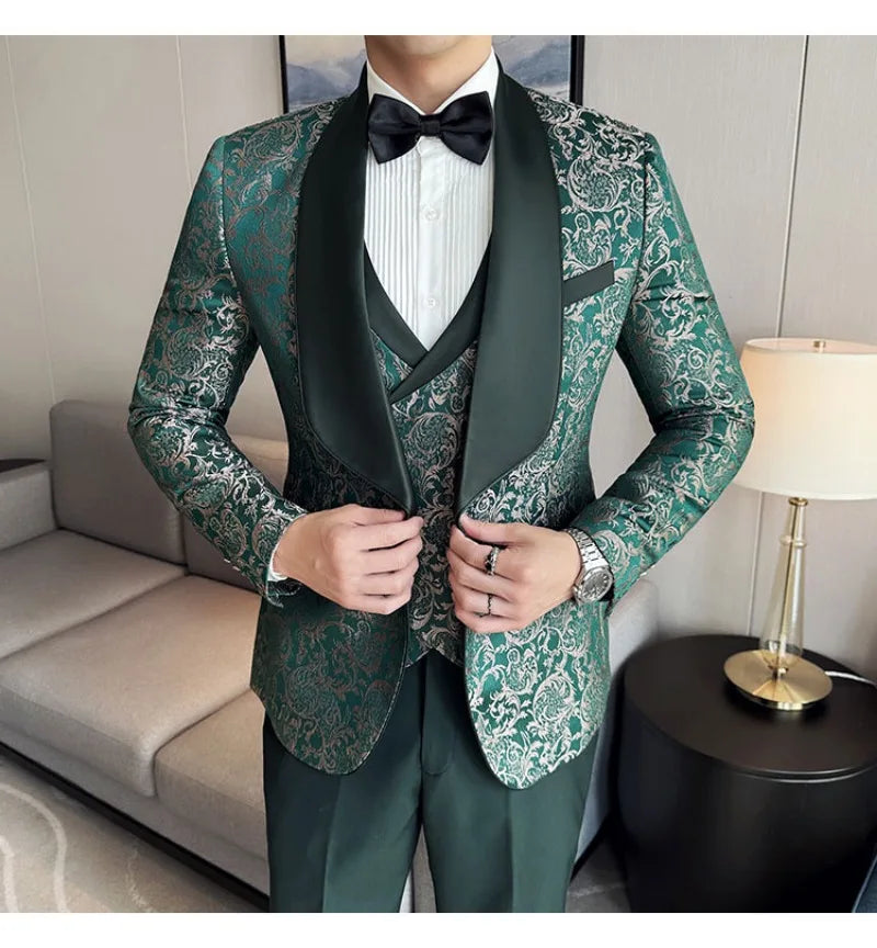 Spring  Men's British Style Business Casual Three-Piece Suit .