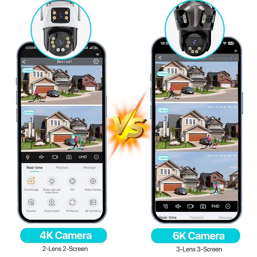 6K HD Outdoor IP Camera WiFi Three Lens
