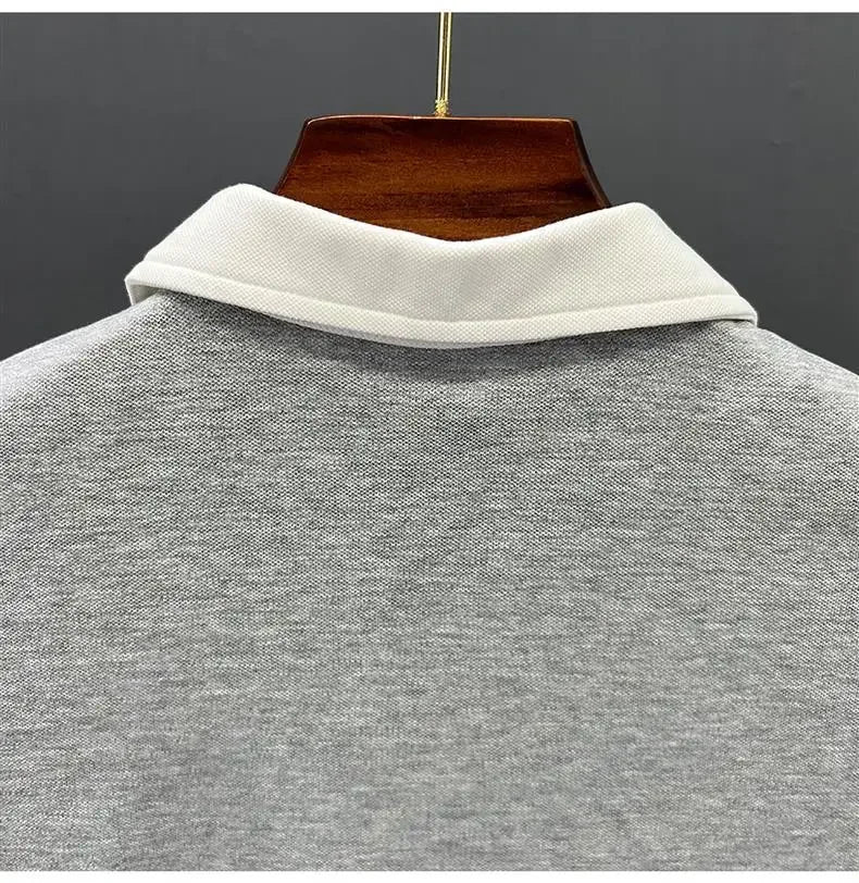 Fashionable Half-zipped Men's Polo Shirt Casual Color Block Short Sleeves Summer Trendy Lightweight Style Men's T-shirt