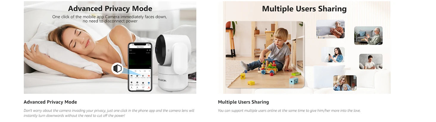 AMOROM 2K Indoor Camera 5/2.4G Wi-Fi Home Night Vision Security Camera.