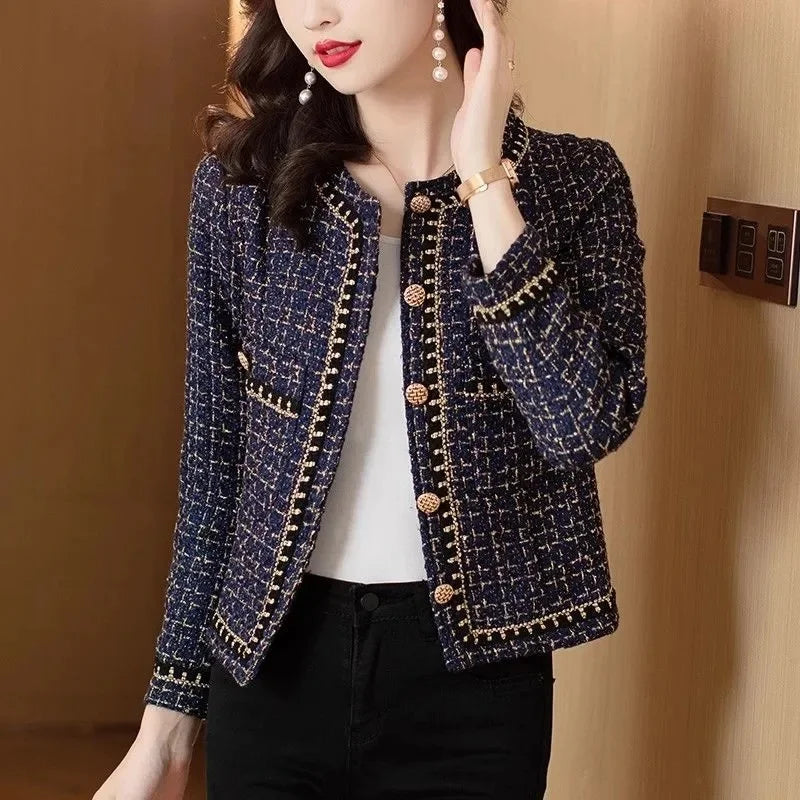 French Vintage Small Fragrance Tweed Jacket Coat Women's .
