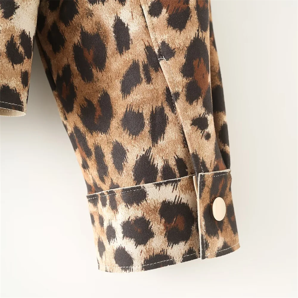 women's clothing fashion temperament leopard print  jacket.