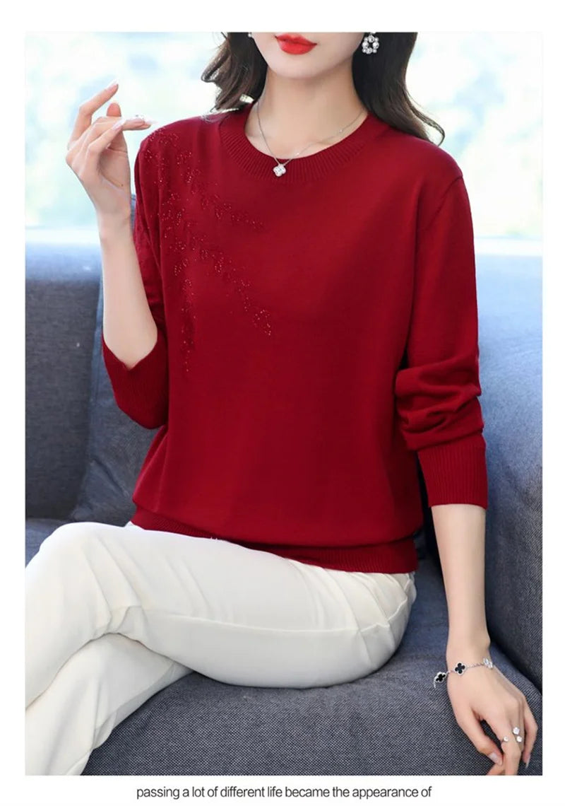 Knitted Sweater Women Pullover New Middle-aged  Mother.