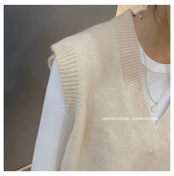 Sleeveless Knitted Sweater Vests Women Casual Solid Loose Outerwear .