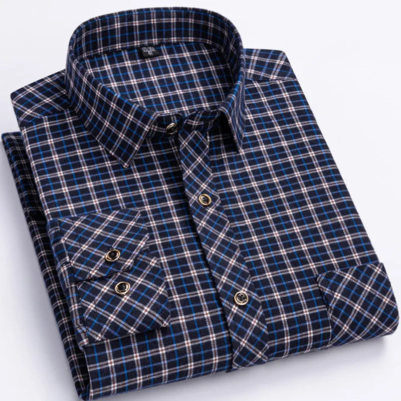New Men's Plaid Shirts Long Sleeve Checked Shirt Formal Fashion.
