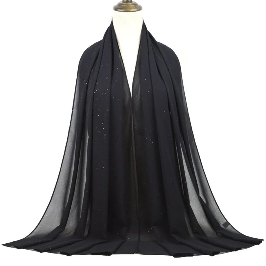 180*75cm Bronzing Muslim Chiffon Hijab Shawls Scarf Women Solid Color Head Wraps Women Hijabs Scarves Ladies Foulard Femme Veil