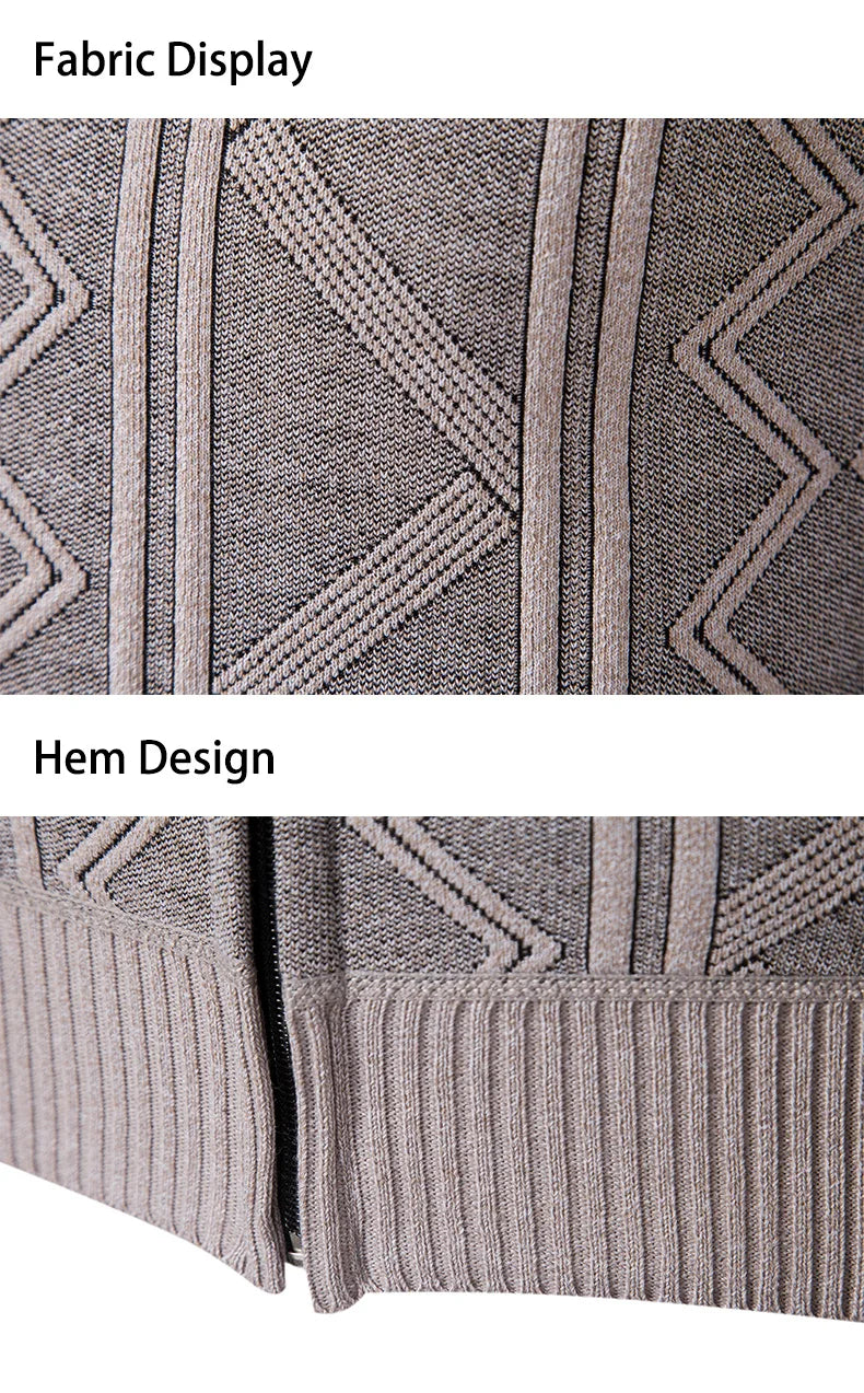 Men's Knitted Cardigan Jacket Autumn Winter Plush Sweater Men's.