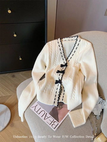 Elegant Knitted Cardigan Sweet Oversized Chic Sweater.